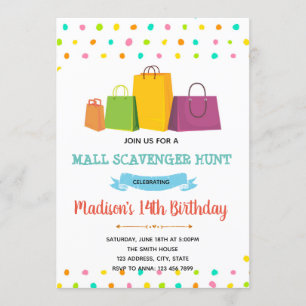 Mall Shopping Scavenger Hunt uitnodiging