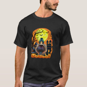 Mallard Bird met pompoenen Grappig Enge Halloween T-shirt