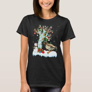 Mallard Bird Xmas Tree Lighting Santa Hat Mallard T-shirt