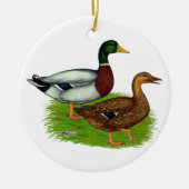 Mallard Drake en Duck Keramisch Ornament (Voorkant)