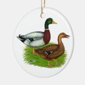 Mallard Drake en Duck Keramisch Ornament (Links)