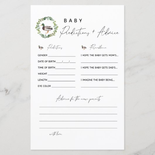 Mallard Duck Baby Predications and Advice Kaart (Voorkant)