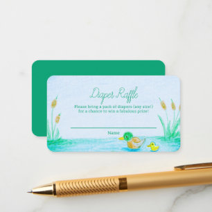 Mallard Duck Baby shower Luier Raffle Informatiekaartje