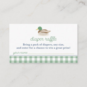 Mallard Duck Baby shower Luier Raffle Ticket Informatiekaartje