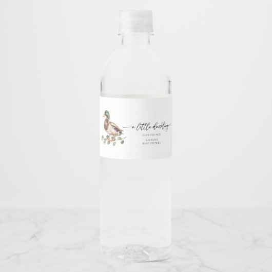 Mallard Duck Baby shower Waterfles Etiket (Voorkant)