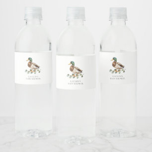 Mallard Duck Baby shower Waterfles Etiket
