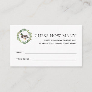 Mallard Duck Baby shower weet hoeveel game Informatiekaartje