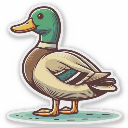 Mallard Duck bird Custom-Cut Vinyl Sticker (Voorkant)