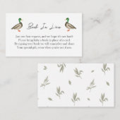 Mallard Duck Book in Lieu baby shower Insert Informatiekaartje (Voorkant / Achterkant)
