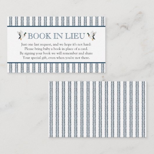 Mallard Duck Book in Lieu baby shower Insert Informatiekaartje (Voorkant / Achterkant)