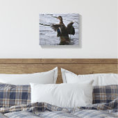 Mallard Duck flapping her wings Canvas Afdruk (Insitu (Slaapkamer))