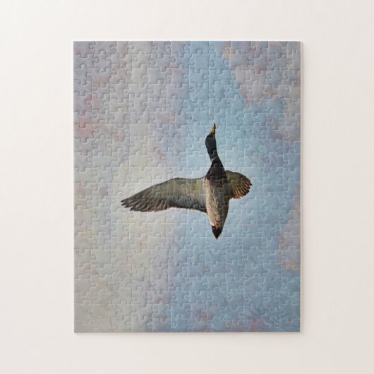 Mallard Duck Flying in Sky Art Puzzle (Vertical)