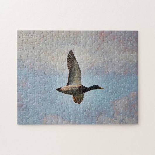 Mallard Duck Flying in Sky Art Puzzle Legpuzzel (Horizontaal)