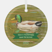MALLARD DUCK GLIDING ACROSS POND GLAS ORNAMENT (Voorkant)