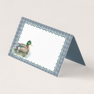 Mallard Duck Hunting Blue Gingham Boy Plaatskaart Kaart