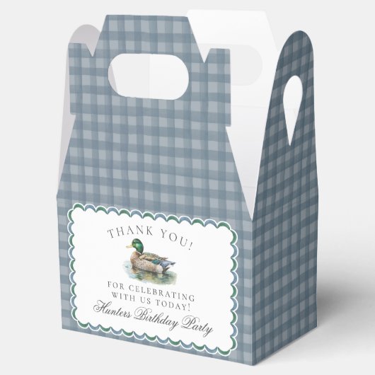 Mallard Duck Hunting Gingham Birthday Favor Boxes Bedankdoosjes (Geopend)