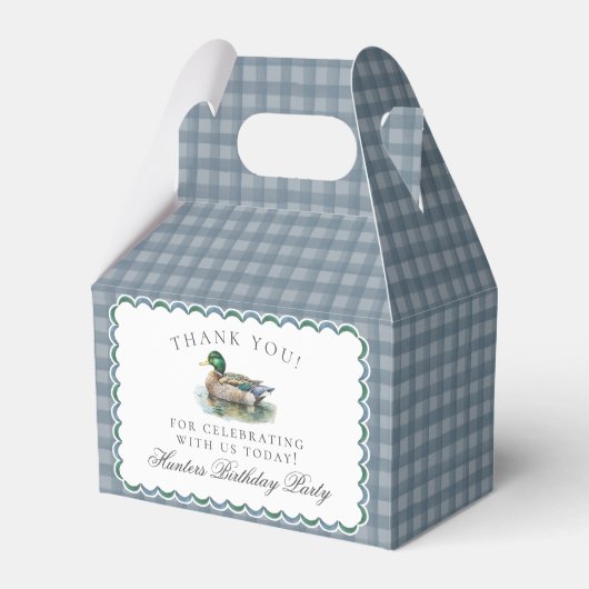 Mallard Duck Hunting Gingham Birthday Favor Boxes Bedankdoosjes (Voorkant Zijde)