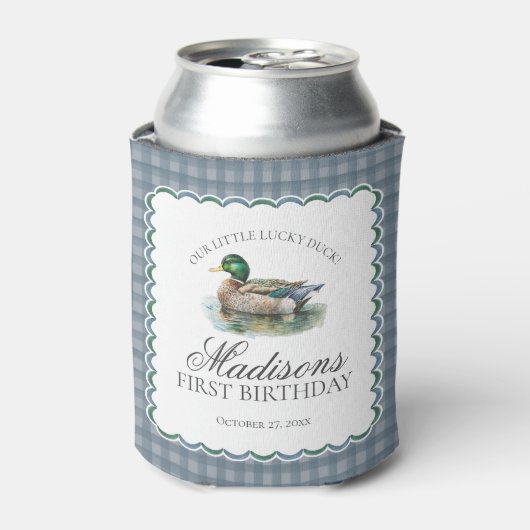 Mallard Duck Hunting Gingham Boy Birthday Favor Blikjeskoeler (Blikje Voorkant)