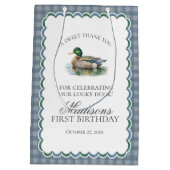 Mallard Duck Hunting Gingham Boy Birthday Favors Medium Cadeauzakje (Achterkant)