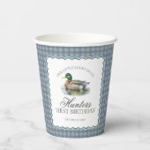 Mallard Duck Hunting Gingham Boy Birthday Papieren Bekers (Achterkant)