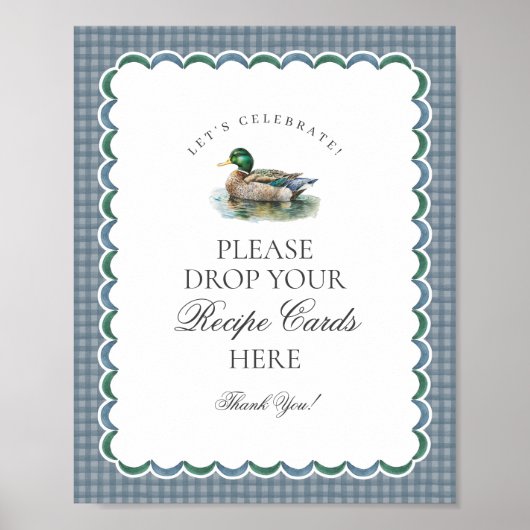 Mallard Duck Hunting Gingham Deel een Receptteken Poster (Voorkant)
