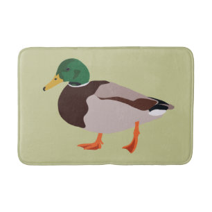Mallard Duck Illustration Bleek Green Badmat