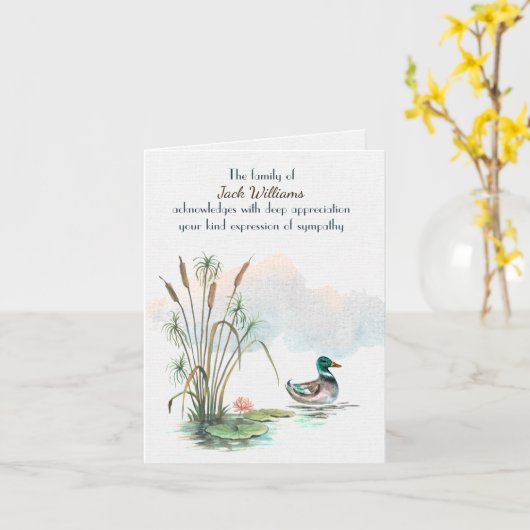 Mallard Duck in Cattails Sympathie Dank je Kaart (Gele Bloem)
