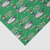 Mallard Duck in Santa Hat Quacking through Snow Tissuepapier (Detail)