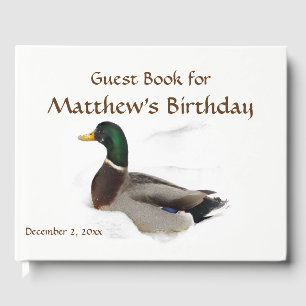 Mallard Duck in Sneeuw Verjaardagsfeest Gastboek Gastenboek