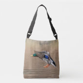 Mallard Duck in vlucht Crossbody Tas (Voorkant)