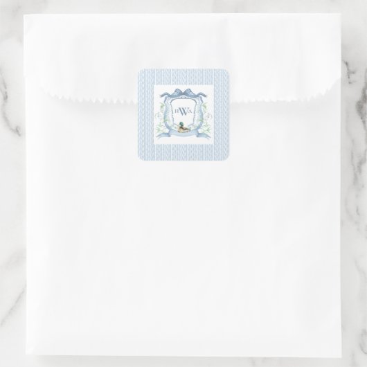 Mallard Duck Monogram Sticker en labels (Tas)