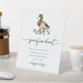 Mallard Duck Pacifier Hunt Game Baby shower Reclamebord Met Voetstuk (Insitu)