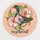 Mallard Duck Peony Natuur Lovers Labels (Design 1)