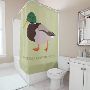 Mallard Duck Realistic Illustralized Personalized Douchegordijn