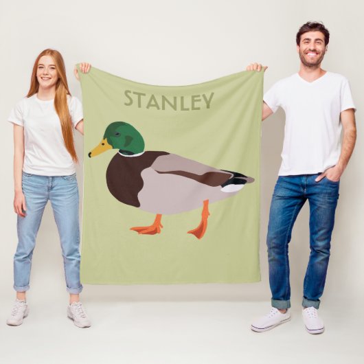 Mallard Duck Realistic Illustralized Personalized Fleece Deken (In situ)