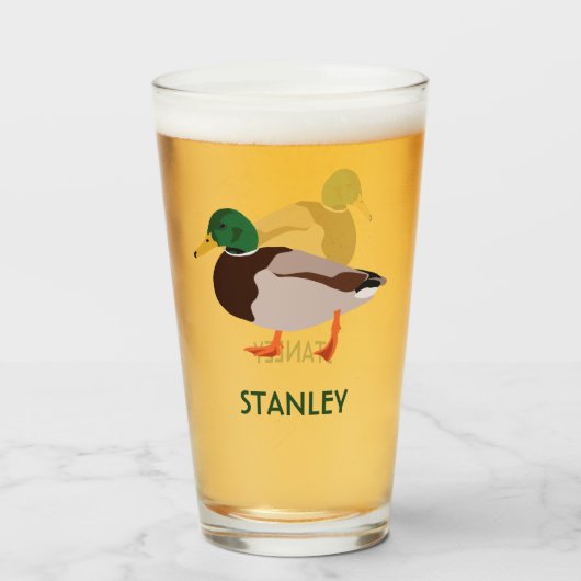 Mallard Duck Realistic Illustralized Personalized Glas (Voorkant gevuld)