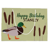 Mallard Duck Realistic Illustralized Personalized Groot Cadeauzakje (Achterkant)