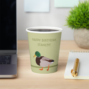 Mallard Duck Realistic Illustralized Personalized Papieren Bekers