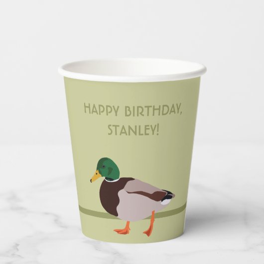 Mallard Duck Realistic Illustralized Personalized Papieren Bekers (Achterkant)