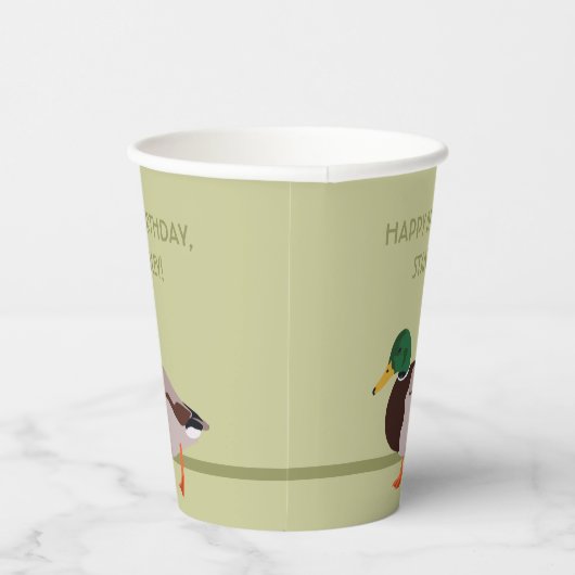 Mallard Duck Realistic Illustralized Personalized Papieren Bekers (Rechts)