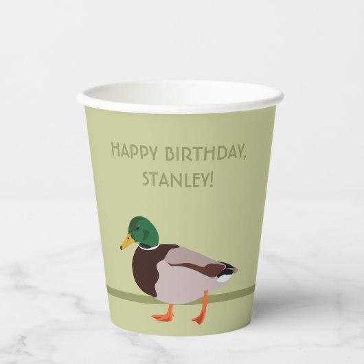 Mallard Duck Realistic Illustralized Personalized Papieren Bekers (Voorkant)