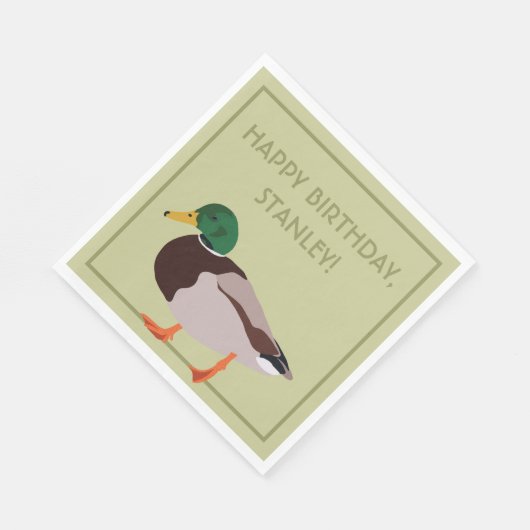 Mallard Duck Realistic Illustralized Personalized Servet (Hoek)