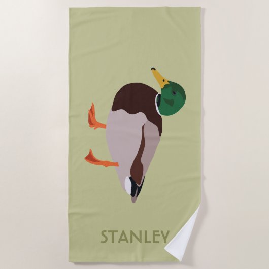 Mallard Duck Realistic Illustralized Personalized Strandlaken (Voorkant)