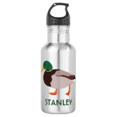 Mallard Duck Realistic Illustralized Personalized Waterfles (Voorkant)