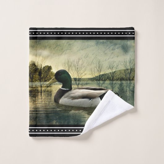 Mallard Duck Weathered Briefkaart Bad Handdoek (Wasdoekje)