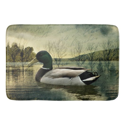 Mallard Duck Weathered Briefkaart Badmat (Voorkant)