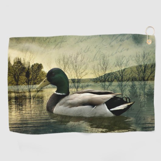  Mallard Duck Weathered Briefkaart Golfhanddoek (Horizontaal)