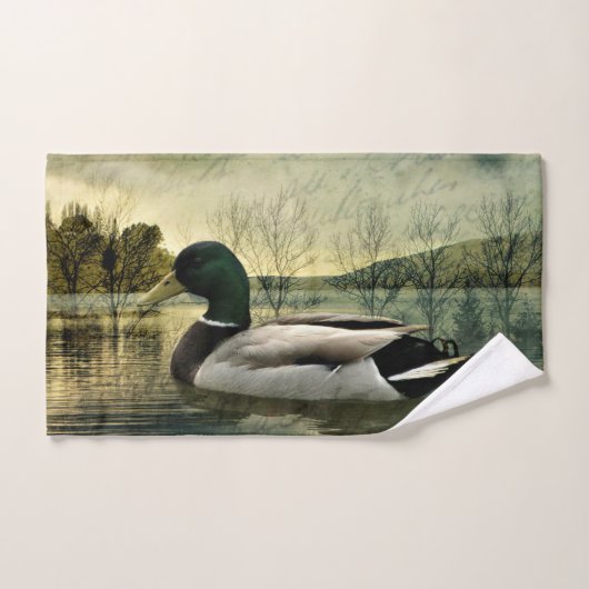  Mallard Duck Weathered Briefkaart Handdoek (Handdoek)