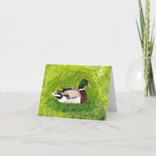 Mallard Duck Zittend in Grass Wenskaarten Kaart