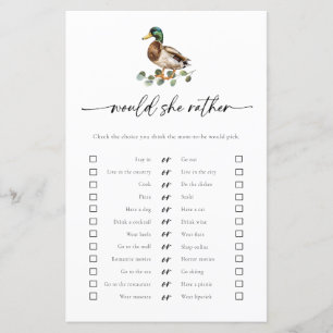 Mallard Duck zou ze liever Baby shower spel